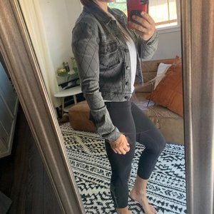 Paper Fox denim grey Jean Jacket cropped gray Moto denim textured xs NVM